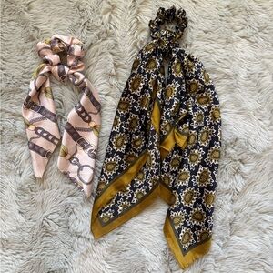 Patterned Hair Scarves Scrunchie Set